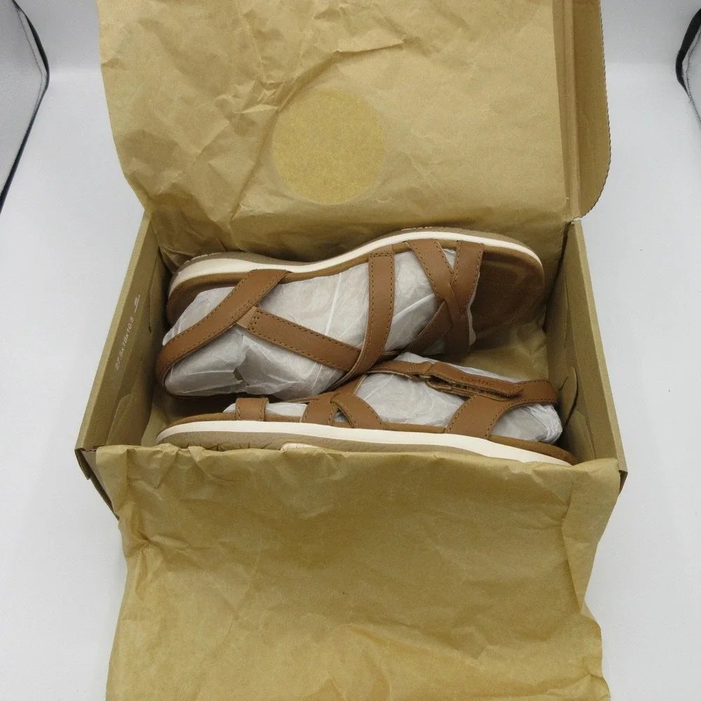 Earth Origins Sterling Womens Leather Sandals Size 7.5 M Natural Brown Slingback
